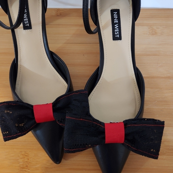 Hand Crafted Shoe Bows Black Lace Red Shoe Clips Decor Large - Picture 5 of 5